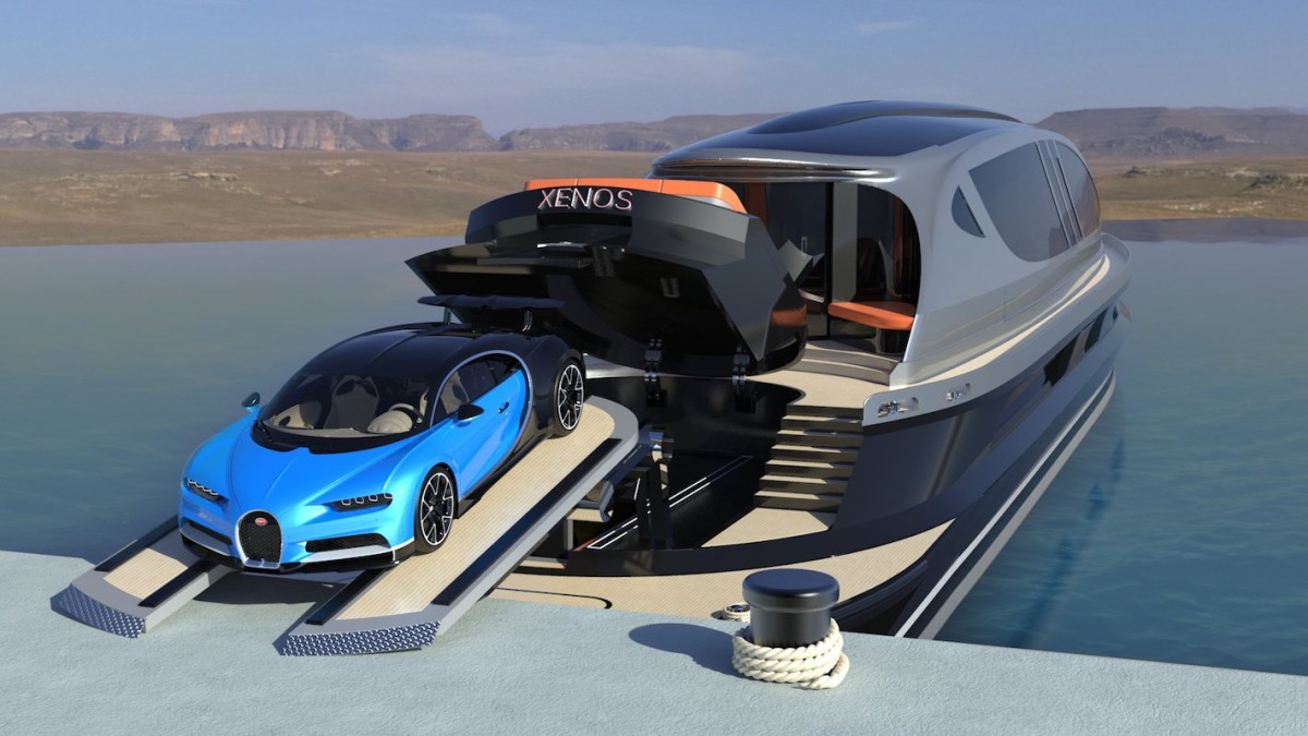 De boot Xenos, met gratis Bugatti