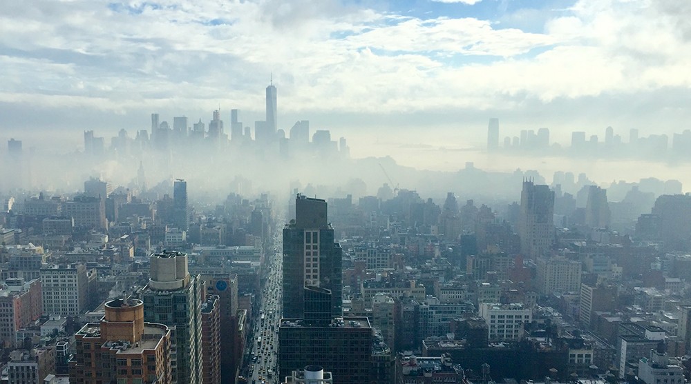 Stad met smog