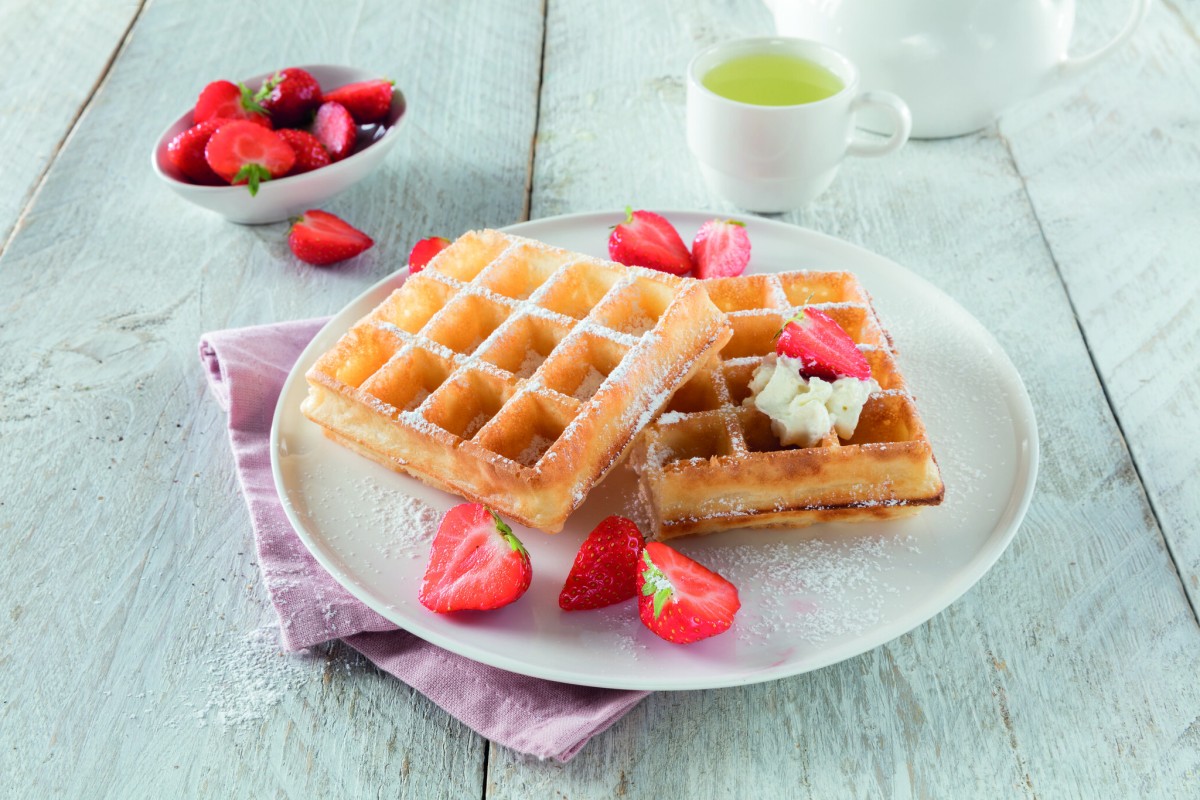 wafels met aardbeien