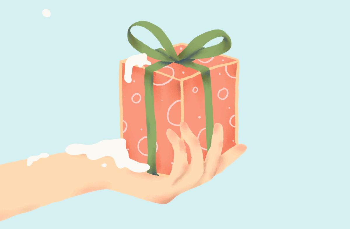 een geschenk in de hand