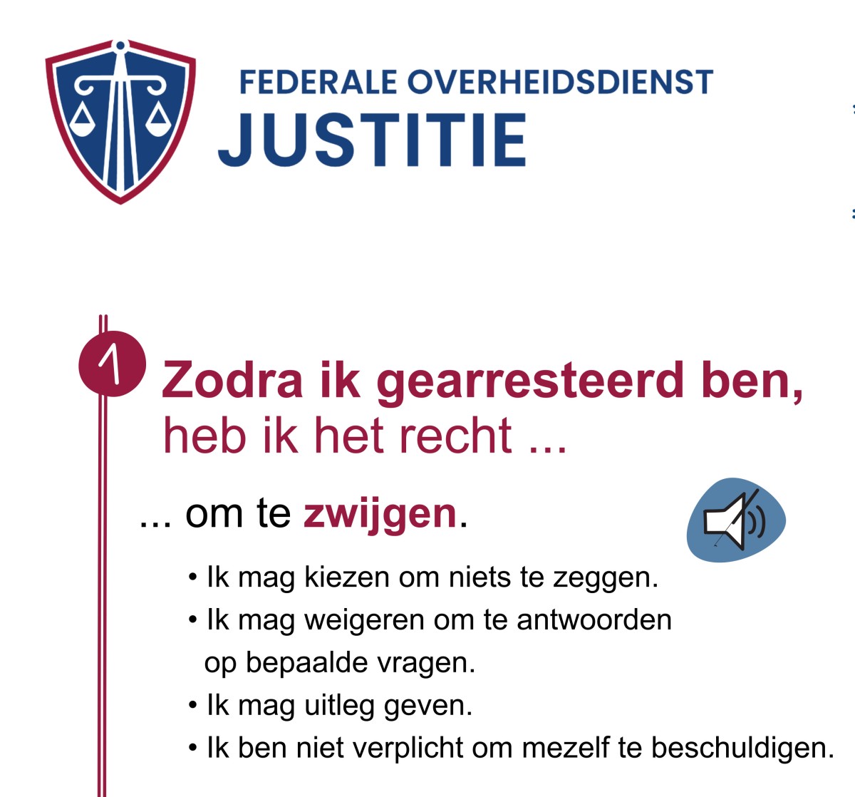 Knipsel uit de nieuwe verklaring van rechten bij arrestatie door de politie